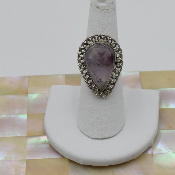 Amethyst & Sterling Silver Artisan Ring Size 7 1/2 - Picture 8 of 9